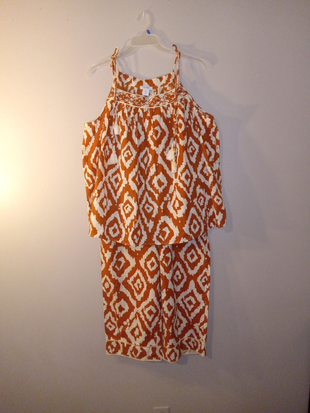Haute Hippie Rust & Cream Ikat Pantsuit